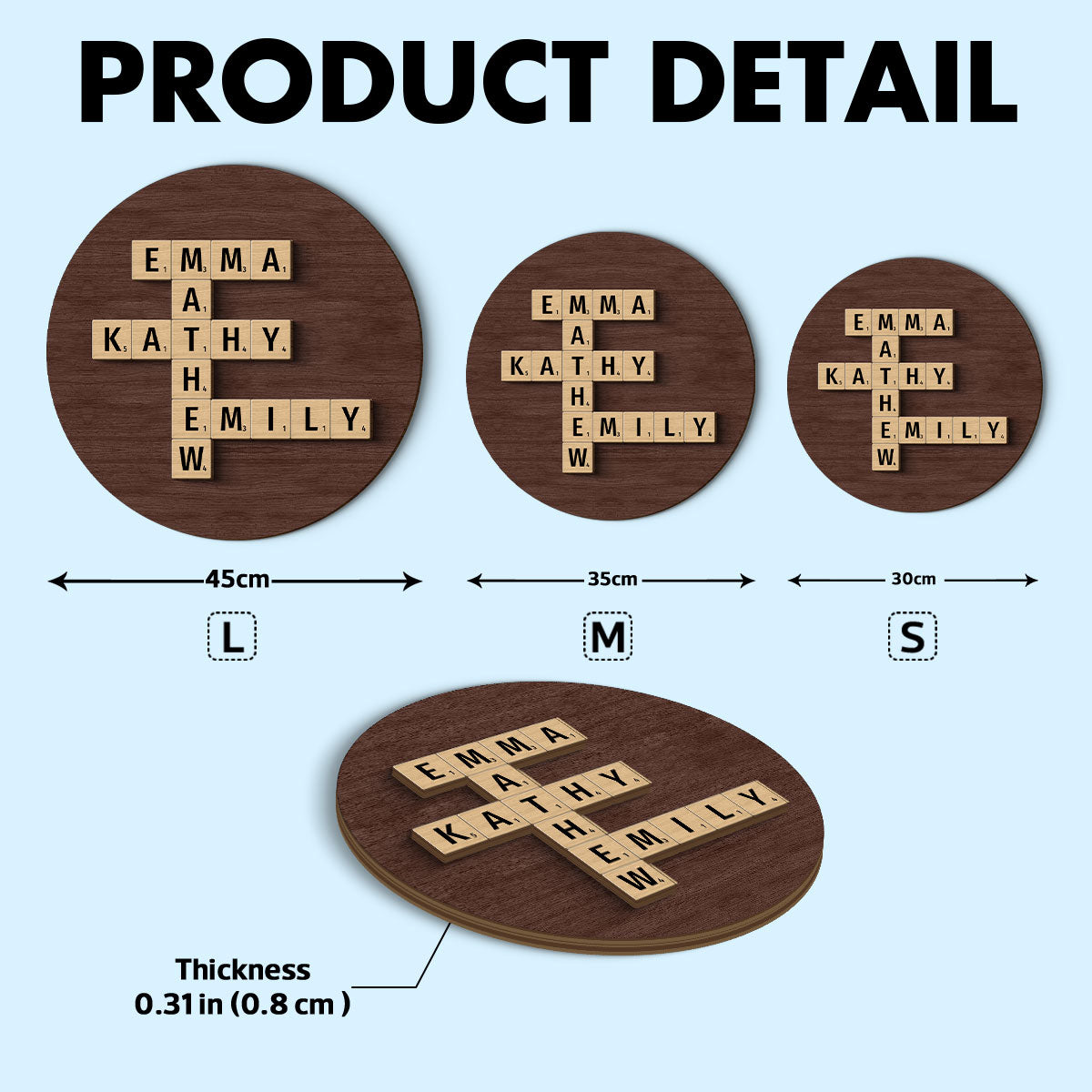 Family Crossword Art - Created In A Moment, Treasured Forever Personalized 2-Layer Wood Sign
