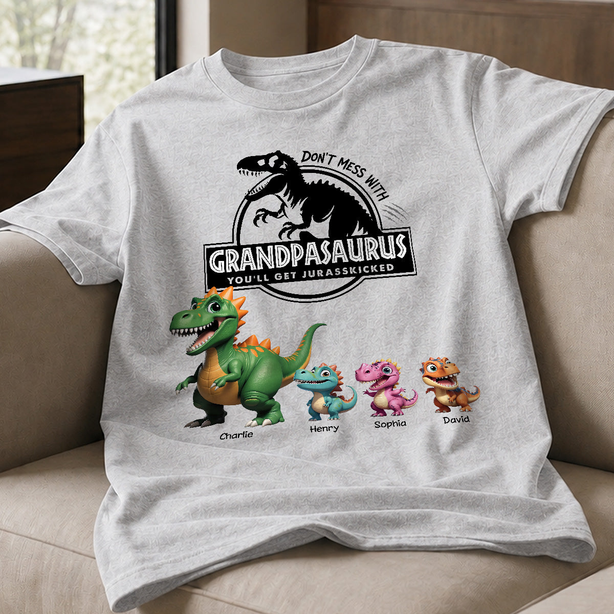 Don't Mess With Grandpasaurus - Personalized Shirt - Father's Day Gift For Grandpa, Dad, Husband