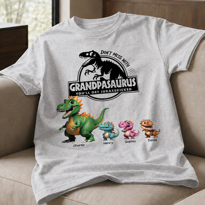 Don't Mess With Grandpasaurus - Personalized Shirt - Father's Day Gift For Grandpa, Dad, Husband