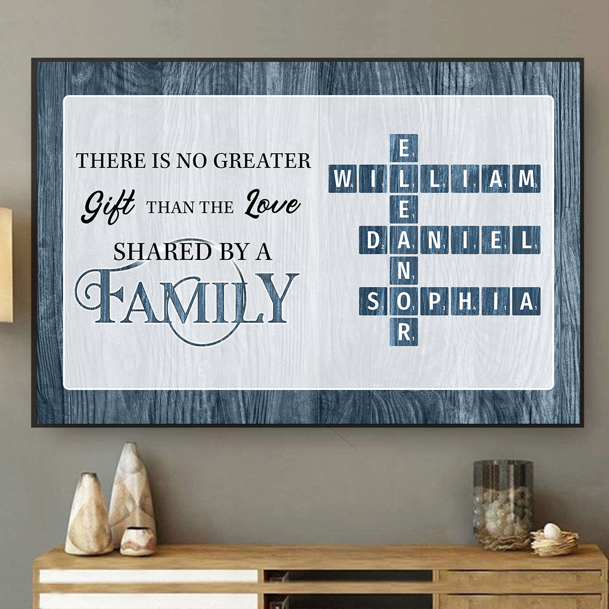 No Greater Gift Than Family Love Crossword Puzzle Art Personalized Poster, Unique & Meaningful Gift For Family