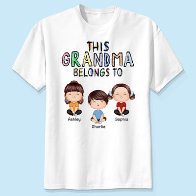 This Grandma Belongs To Grandkids Crayon Personalized Shirt