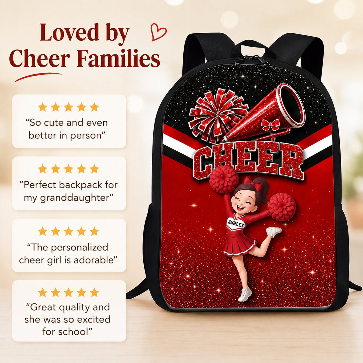 Cheerleader Girl - Personalized Backpack - Back To School Gift For Cheerleading Team Girls, Daughters, Granddaughters
