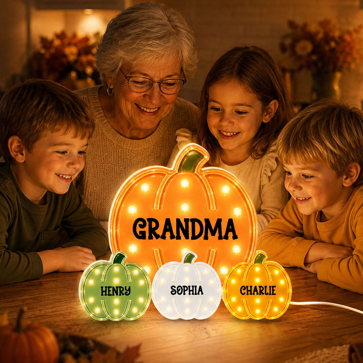 Cozy Fall Grandma Pumpkin Patch - Personalized Light Box - Fall Decor For Grandma