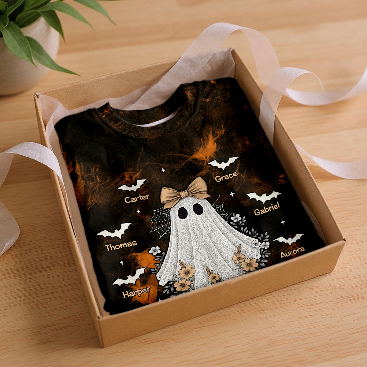 Halloween Faux Lace Pattern Boo Grandma Personalized Shirt
