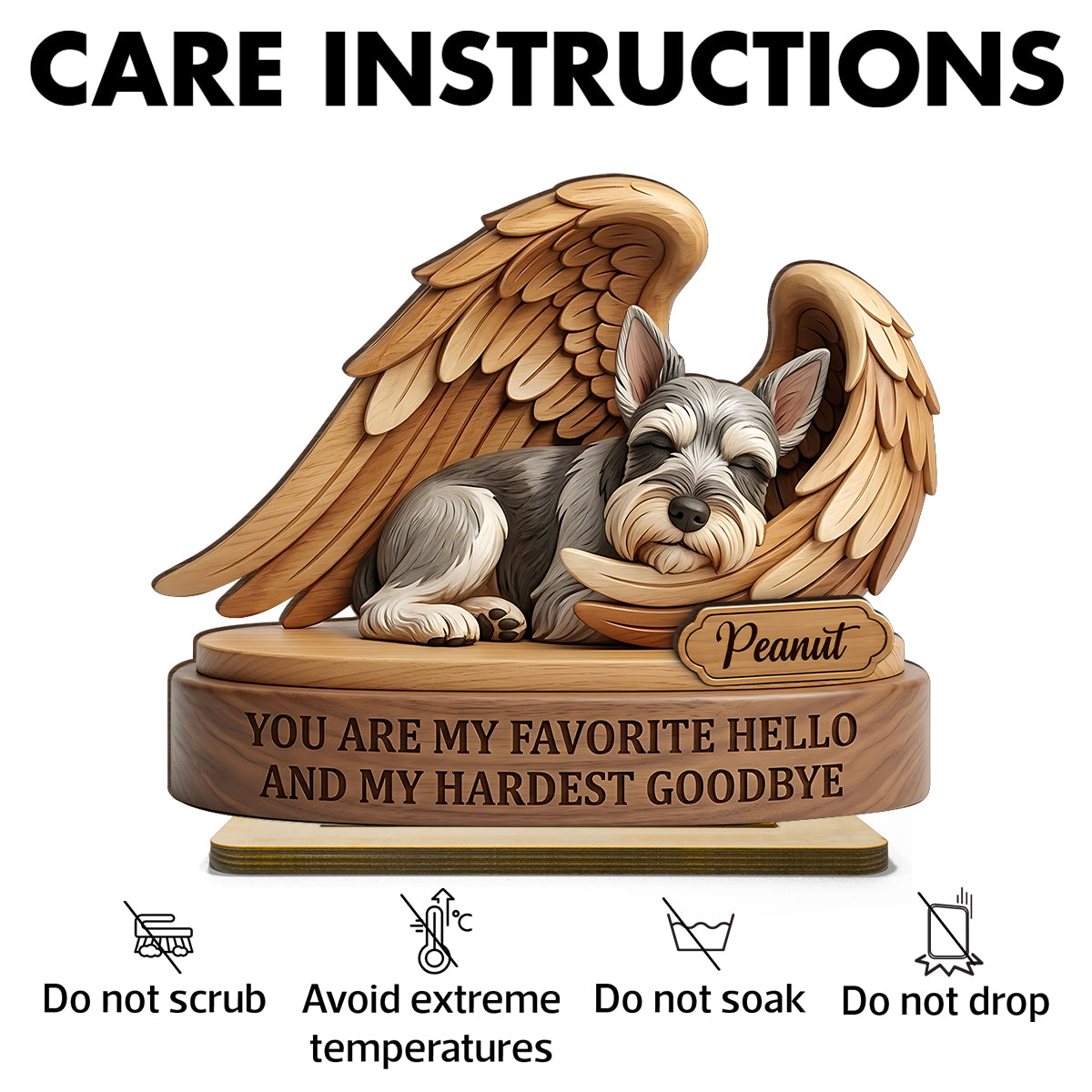 My Favorite Hello and Hardest Goodbye Pet Memorial - Personalized 2-Layered Wooden Plaque - Heartfelt Sympathy Keepsake