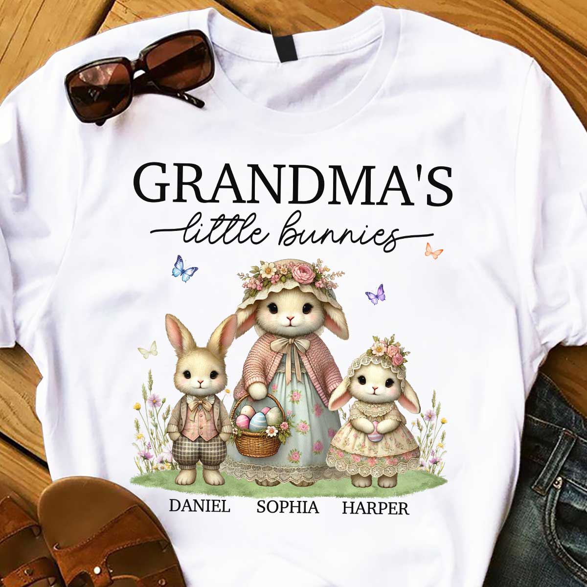 Vintage Grandma Bunny Easter Personalized Shirt