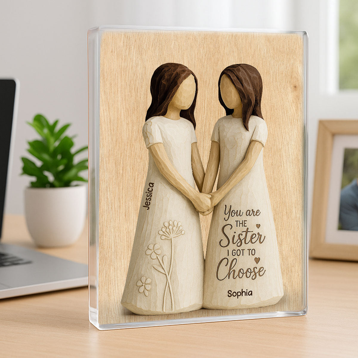 You Are The Sister I Got To Choose 3D Effect Personalized Acrylic Block Plaque Birthday Gift Friendship Gift for Besties, Best Friends