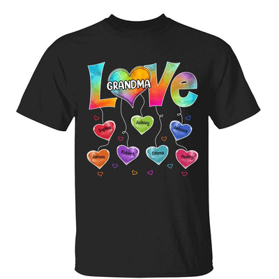 Grandma Mom Colorful Pattern Love Heartstring Personalized Shirt