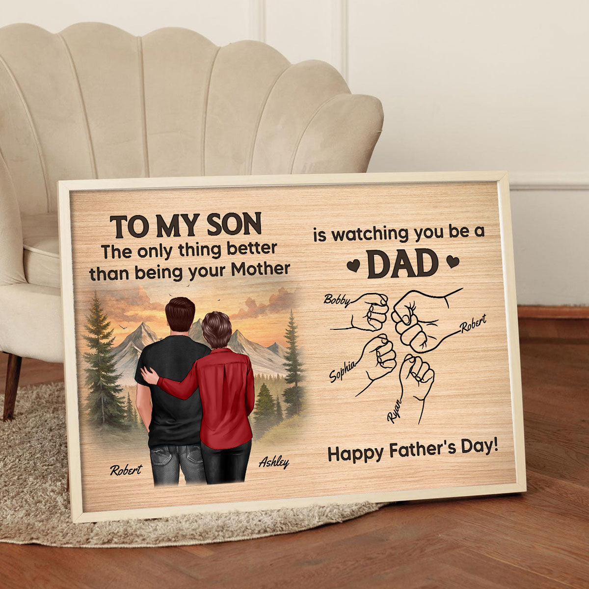 From Mom Dad To Son Watching You Be A Dad Personalized Poster, Gift For Son