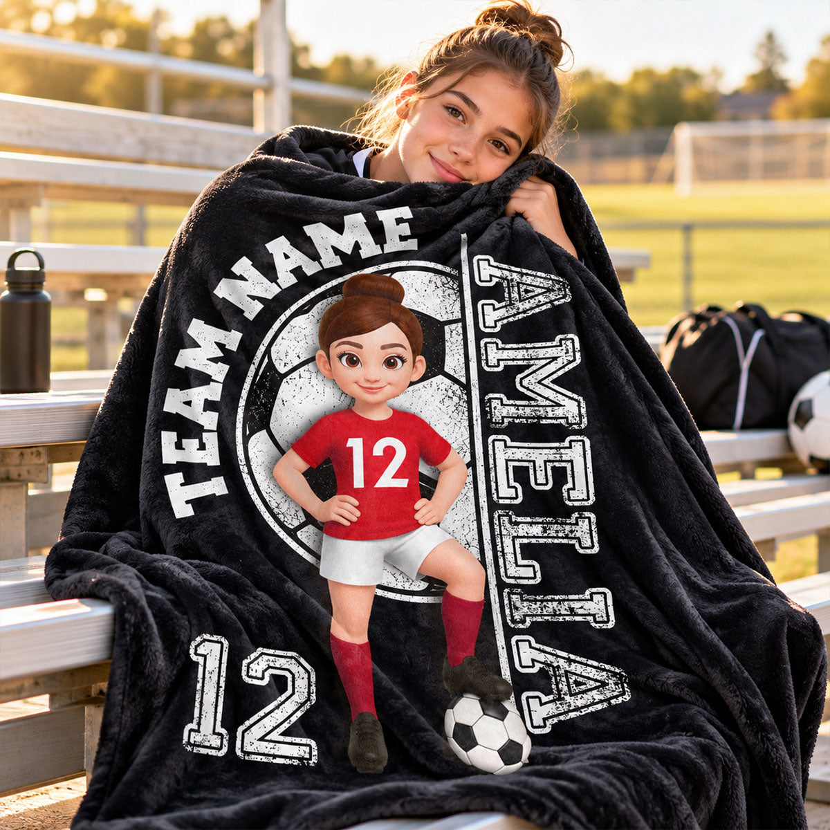 Custom Team Name Soccer Player - Personalized Fleece Blanket - Soccer Senior Gift, Christmas Gift for Daughter, Son, Grandkids
