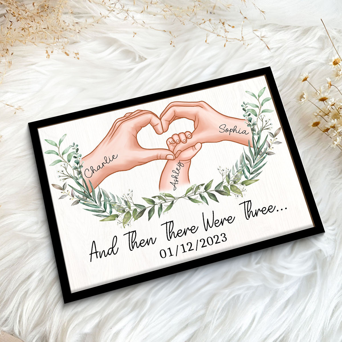 And Then There Were Three Personalized 2-Layer Wooden Plaque Gift for New Mom, New Dad
