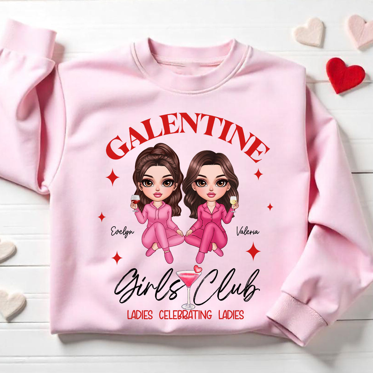 Galentine Girls Club Pajamas Girls Personalized Shirt,  Shirt, Social Club, Besties Gift