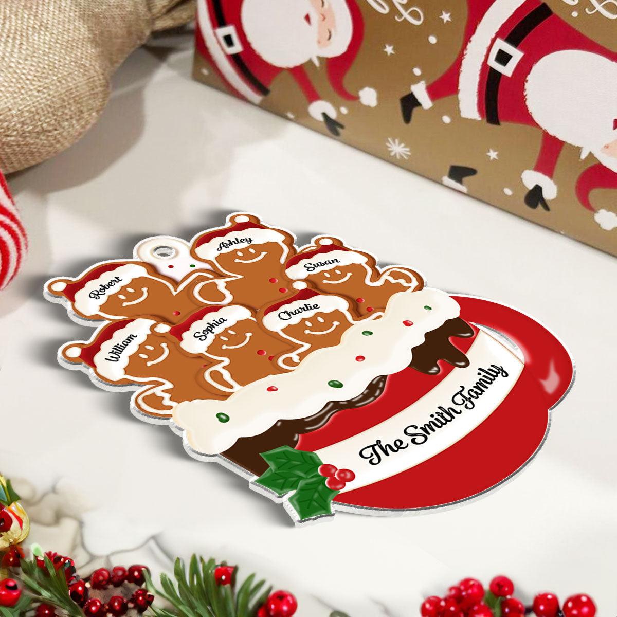 Personalized Gingerbread Christmas Ornament 2024, Custom Christmas Gift for Children, Grandchildren, Personalized Xmas Gift, Christmas Decor