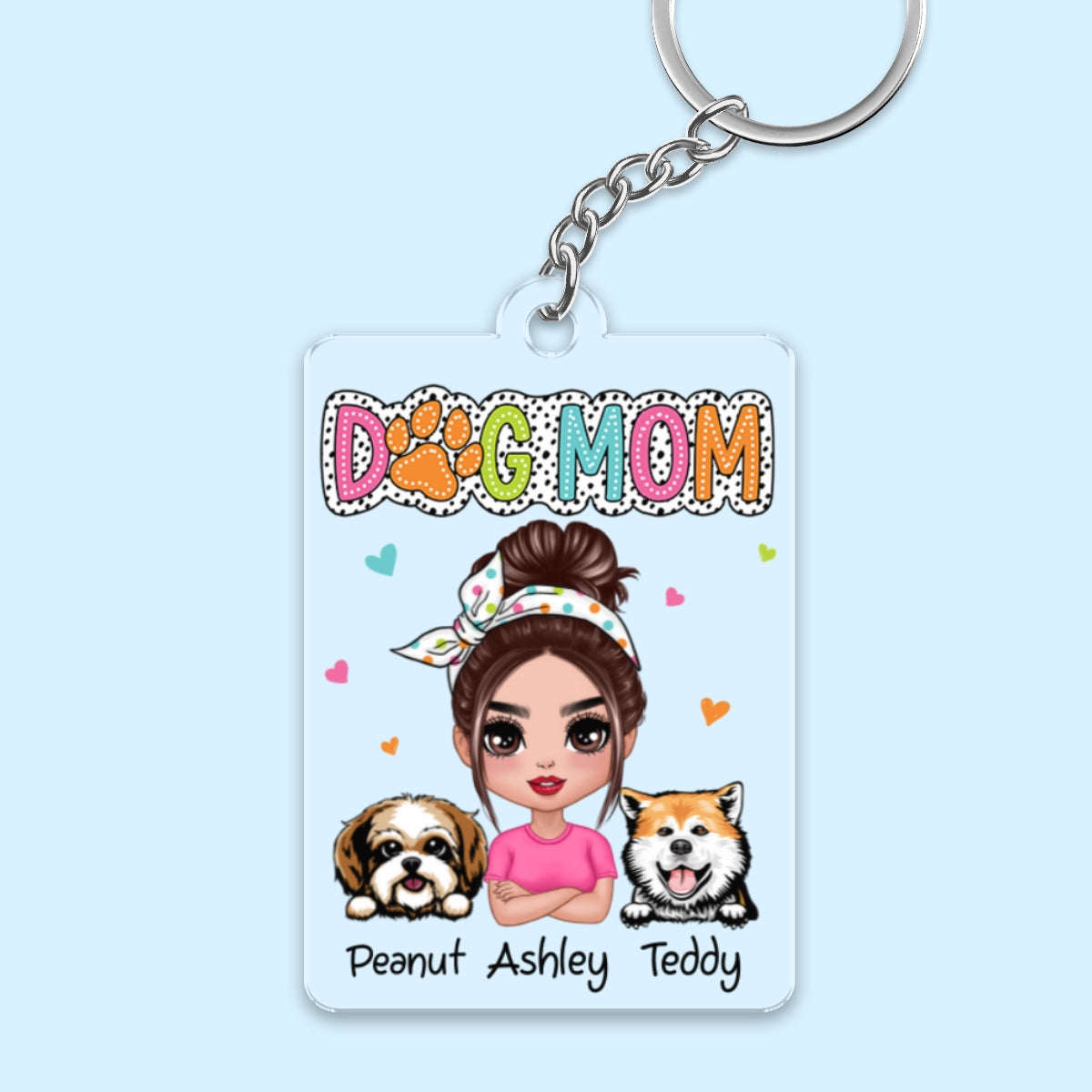 Exclusive Dog Mom Summer Vibes: Personalized Sassy Peeking Dogs Acrylic Keychain