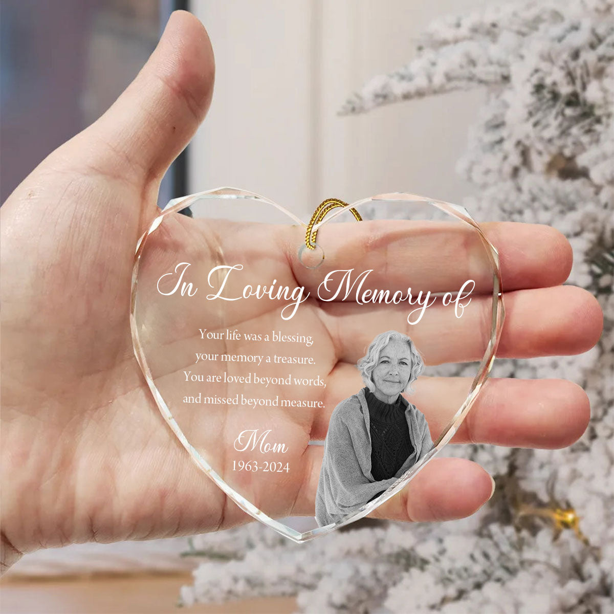 Custom Photo Memorial Ornament, Dad Mom Remembrance Christmas Ornament, Memorial Day Heart Glass Ornament, Mom Loss, Loss of Father Gift