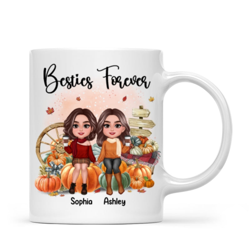 Fall Season Besties Sister Sitting On Pumpkins Personalized Mug