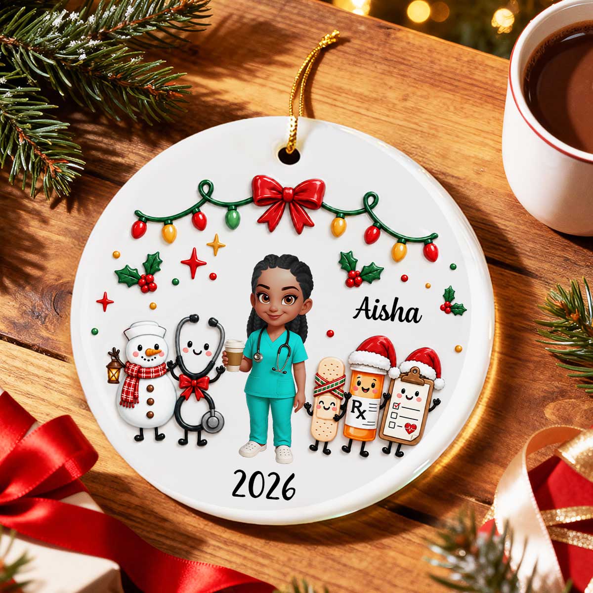 Cute Nurse Things 2D Flat Printed - Personalized Ceramic Ornament - Christmas Gift, Graduation Gift For Nurse, Healthcare Workers, Gift For Colleagues, Coworkers