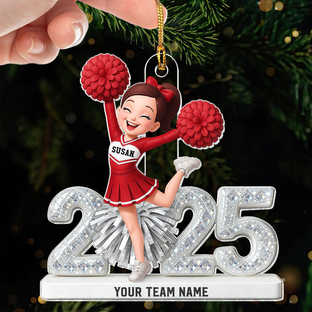 3D Shining Effect Cheerleader - Personalized Acrylic Car Hanger - Gift For Cheerleaders
