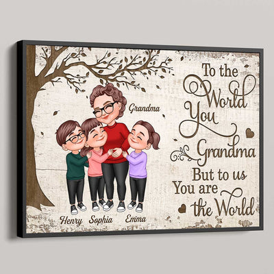 Grandkids Make Life Grand Grandma Grandkids Hugging Under Tree Personalized Poster