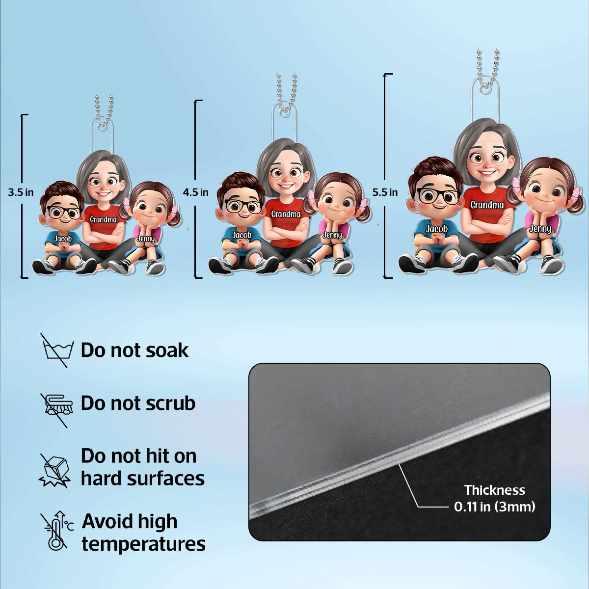 Heartwarming Grandma Grandkids Sitting Personalized Acrylic Ornament