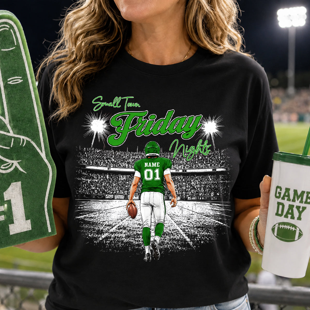 Small Town Friday Night Lights - Personalized Shirt - Game Day Season
