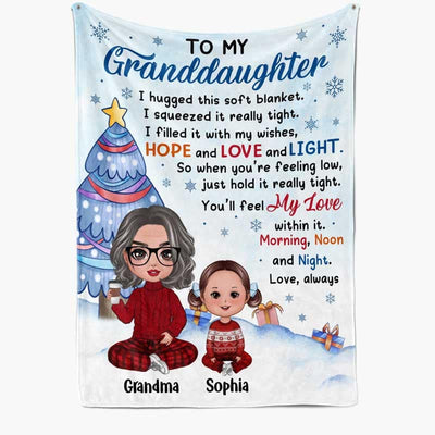 Winter Snow To My Granddaughter Grandson Personalized Fleece Blanket