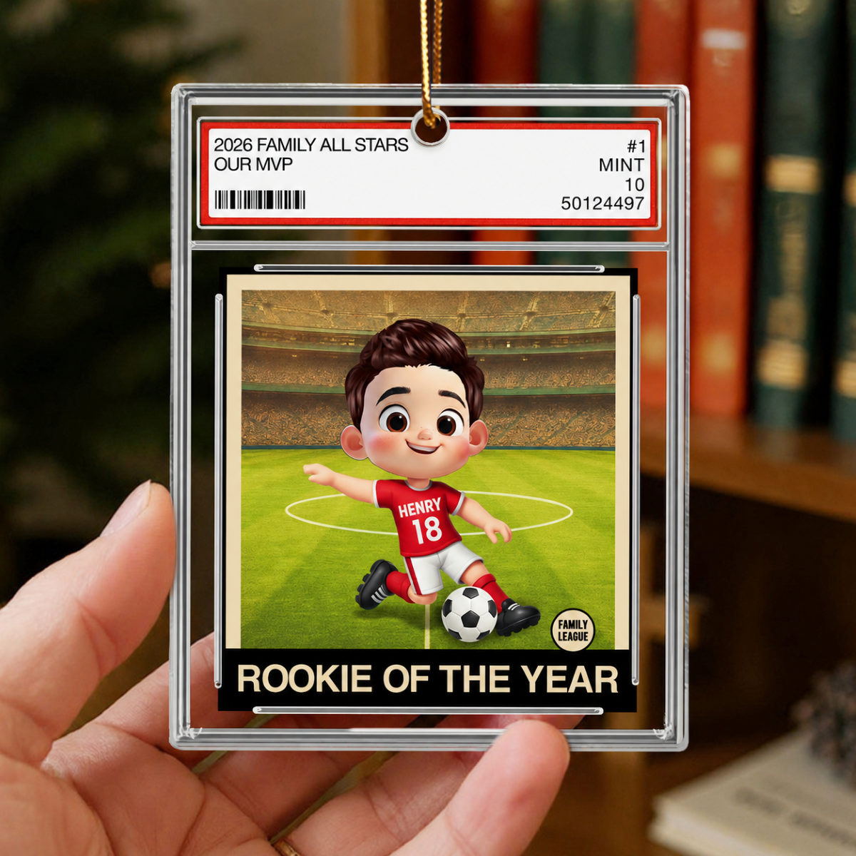 Soccer Rookie Of The Year Kid All Star Trading Card Style - Personalized Acrylic Ornament - Christmas Gift For Kids, Grandchildren