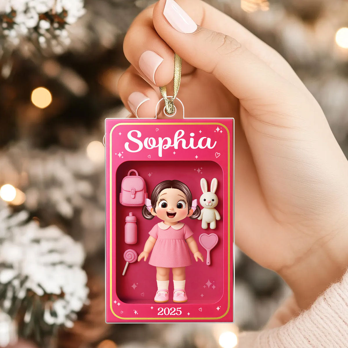 Personalized Doll Kid In Toy Box 3D Acrylic Ornament, Unique Christmas Gift For Kids, Grandkids