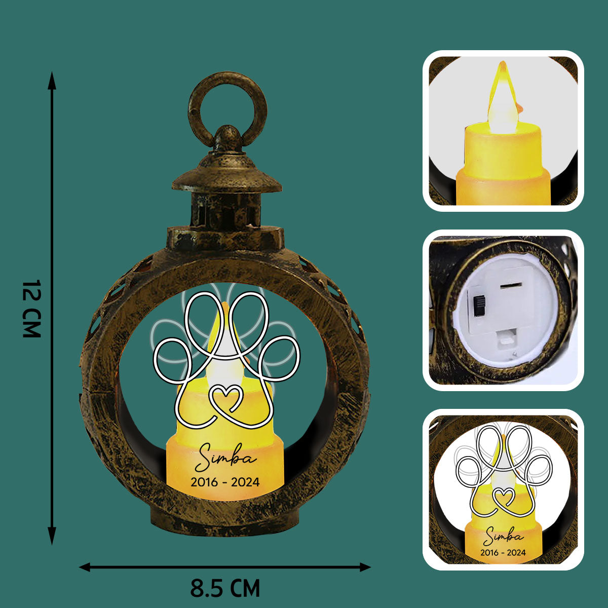 Dog Pet Memorial Keepsake Always In Your Heart Personalized Lantern Ornament