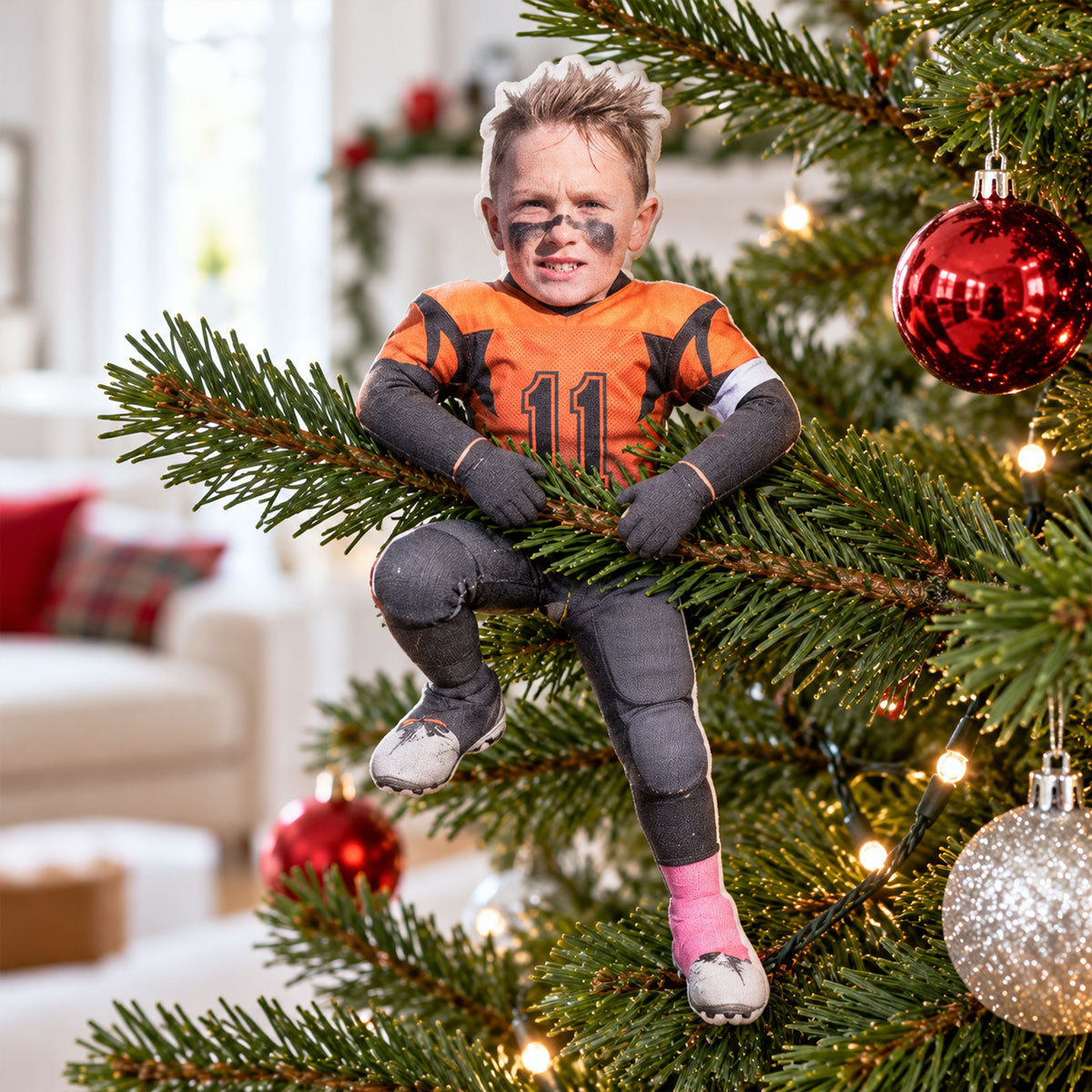 Custom Football Player Doll from Photo - Personalized Poseable Plush Toy, Funny Christmas Gift for Son, Husband, Holiday Keepsake