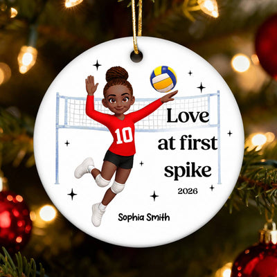 Love At First Spike Volleyball Player - Personalized Ceramic Ornament - Christmas Gift For Volleyball Players