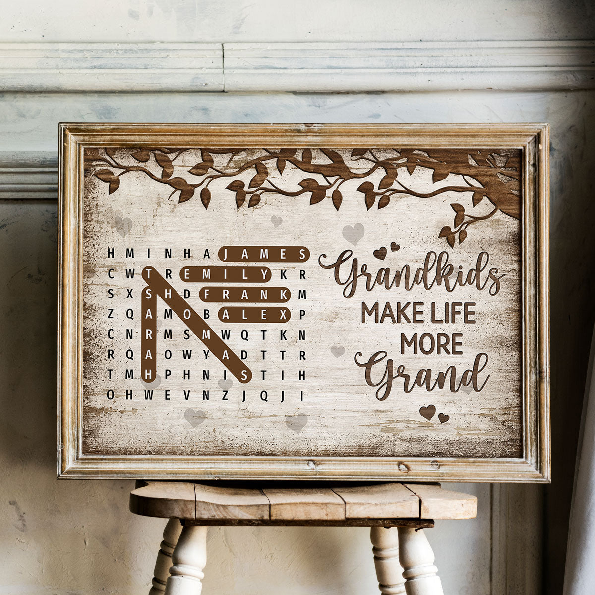 Grandkids Make Life More Grand Word Search Puzzle - Personalized Poster - Gift For Grandma, Grandpa, Grandparents