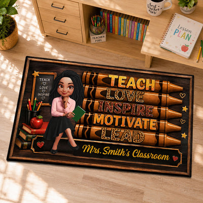 Teach Love Inspire Teacher - Personalized Doormat - Back to School Decor for Teachers