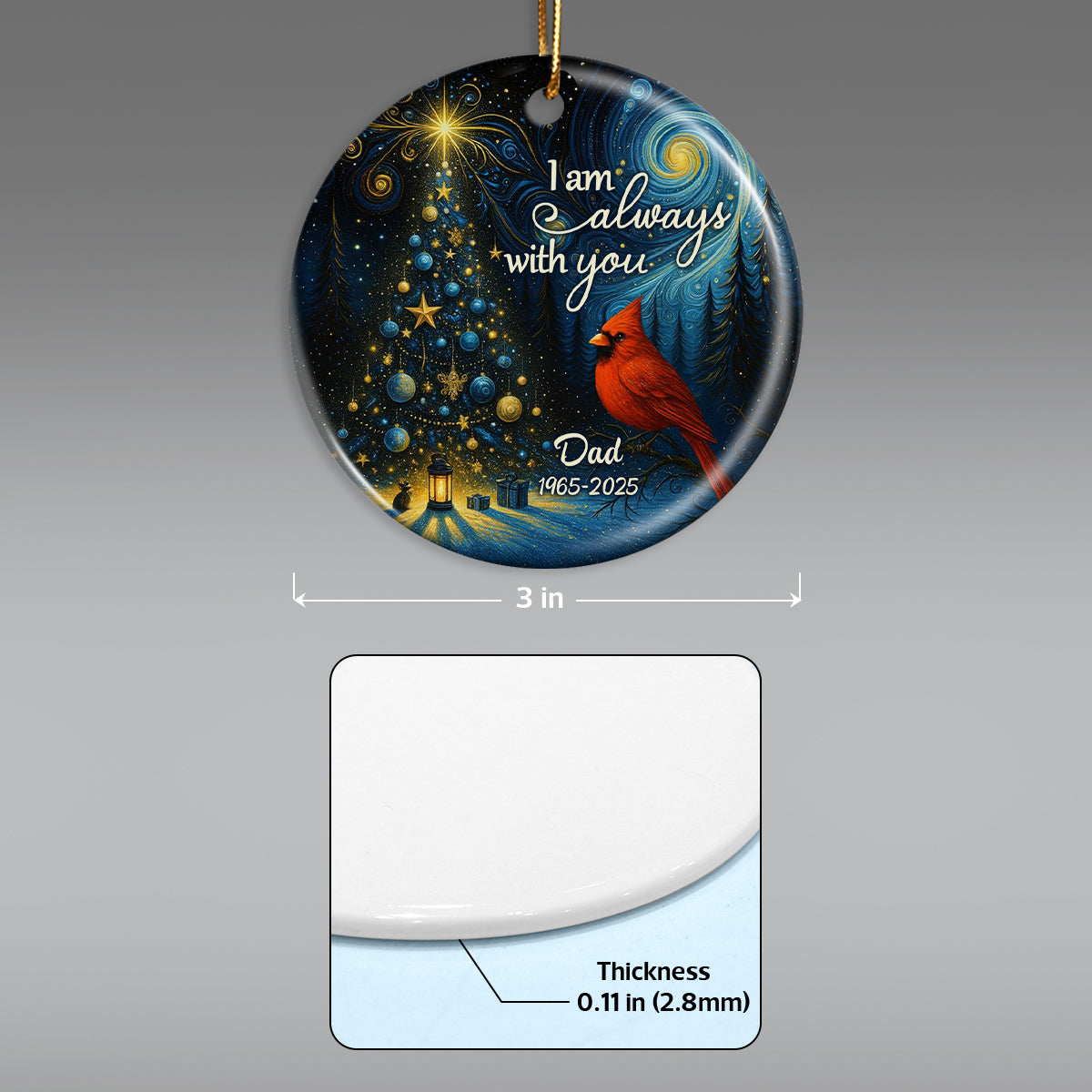 I Am Always With You Starry Night Personalized Ceramic Ornament, Memorial Remembrance Keepsake for Loved Ones