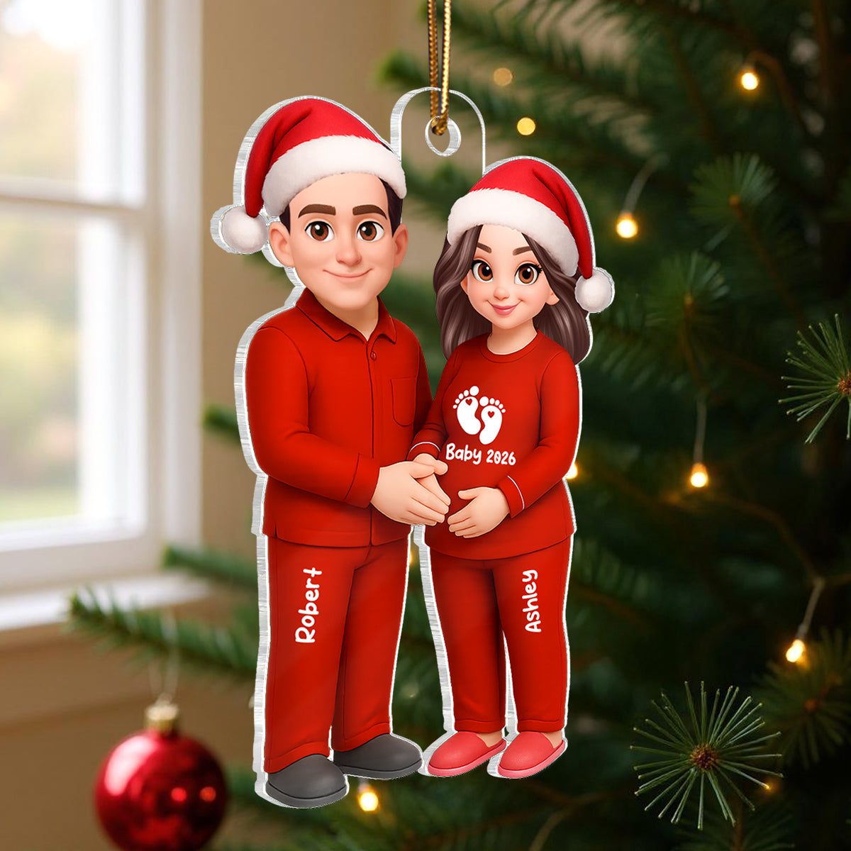 Expecting Parents Christmas Pregnancy Baby Arriving - Personalized Acrylic Ornament
