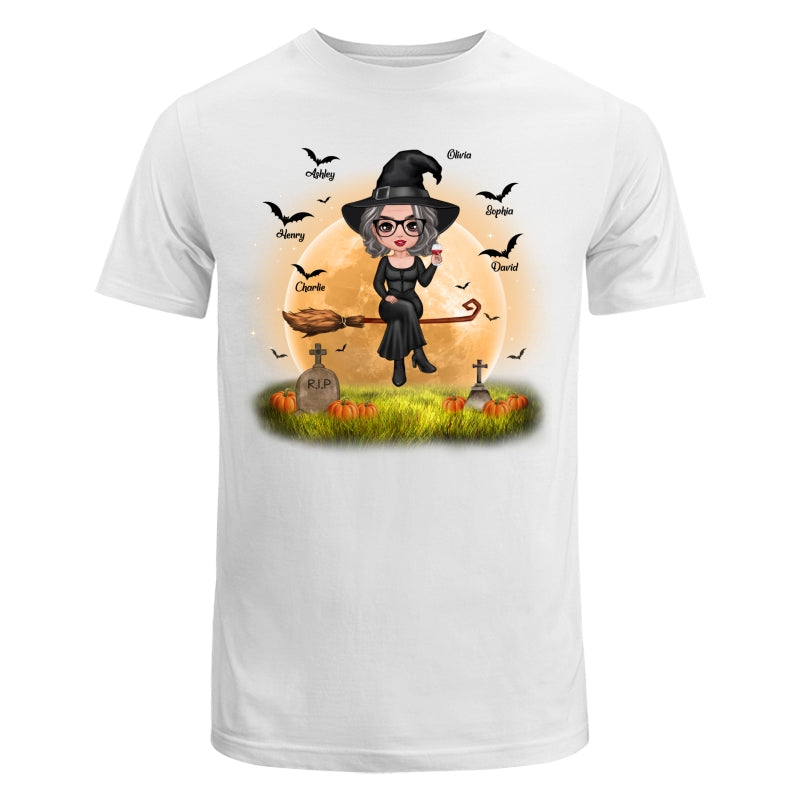 Halloween Grandma Mom Witch Moon Background Personalized Shirt