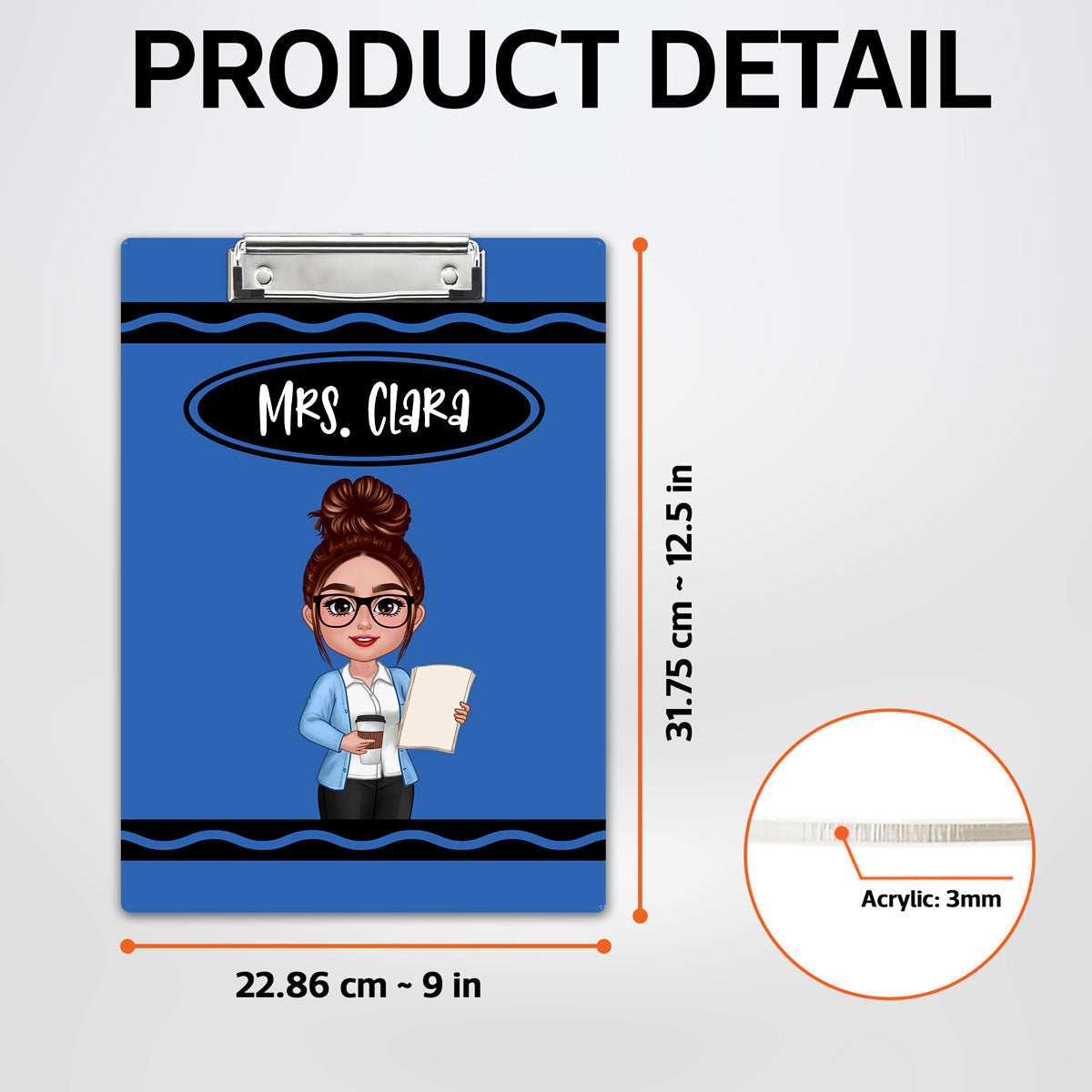 Teacher Crayon Personalized Clipboard