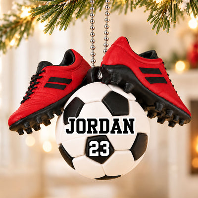 Soccer Ball Custom Name & Number - Personalized 3D Ornament - Gift For Soccer Lovers, Soccer Team, Boys, Girls, Grandkids