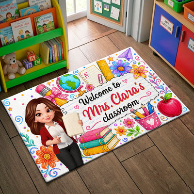 Watercolor Cottagecore Floral Teacher's Classroom - Personalized Doormat - Back to School Decor for Teachers