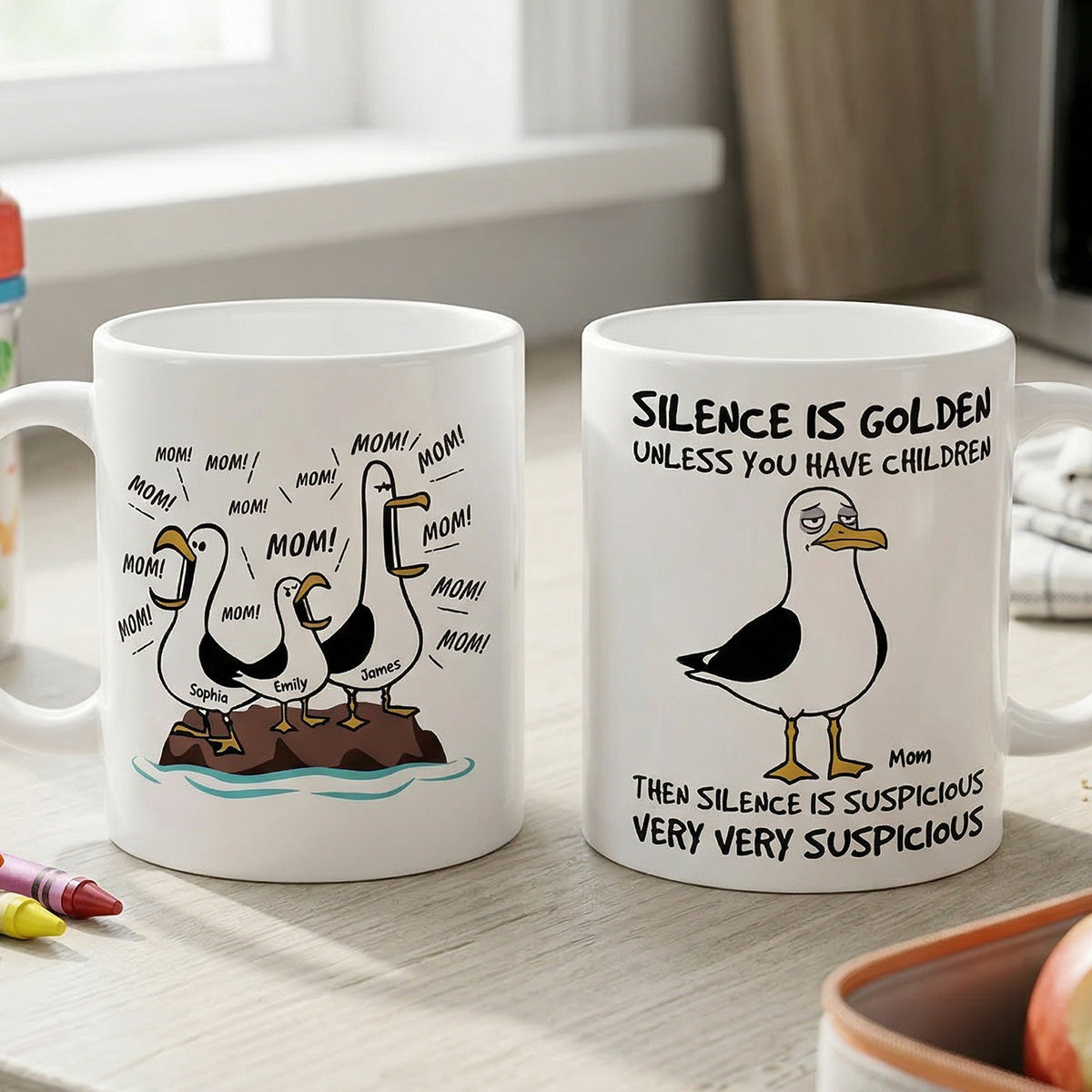Silence Is Golden Unless You Have Kids Seagull Mom Mom Mom - Personalized Mug - Funny Mother's Day Gift For Mom