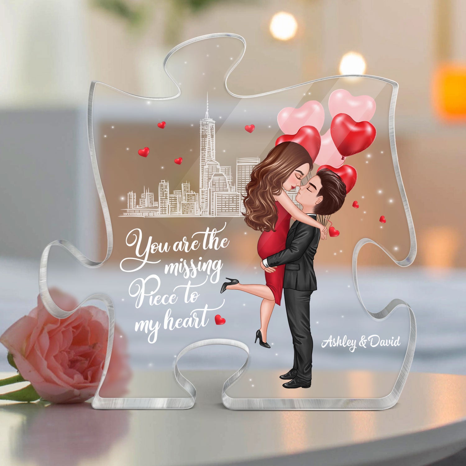 The Missing Piece To My Heart - Personalized Acrylic Block Plaque - Anniversary Gift For Him, Gift For Her