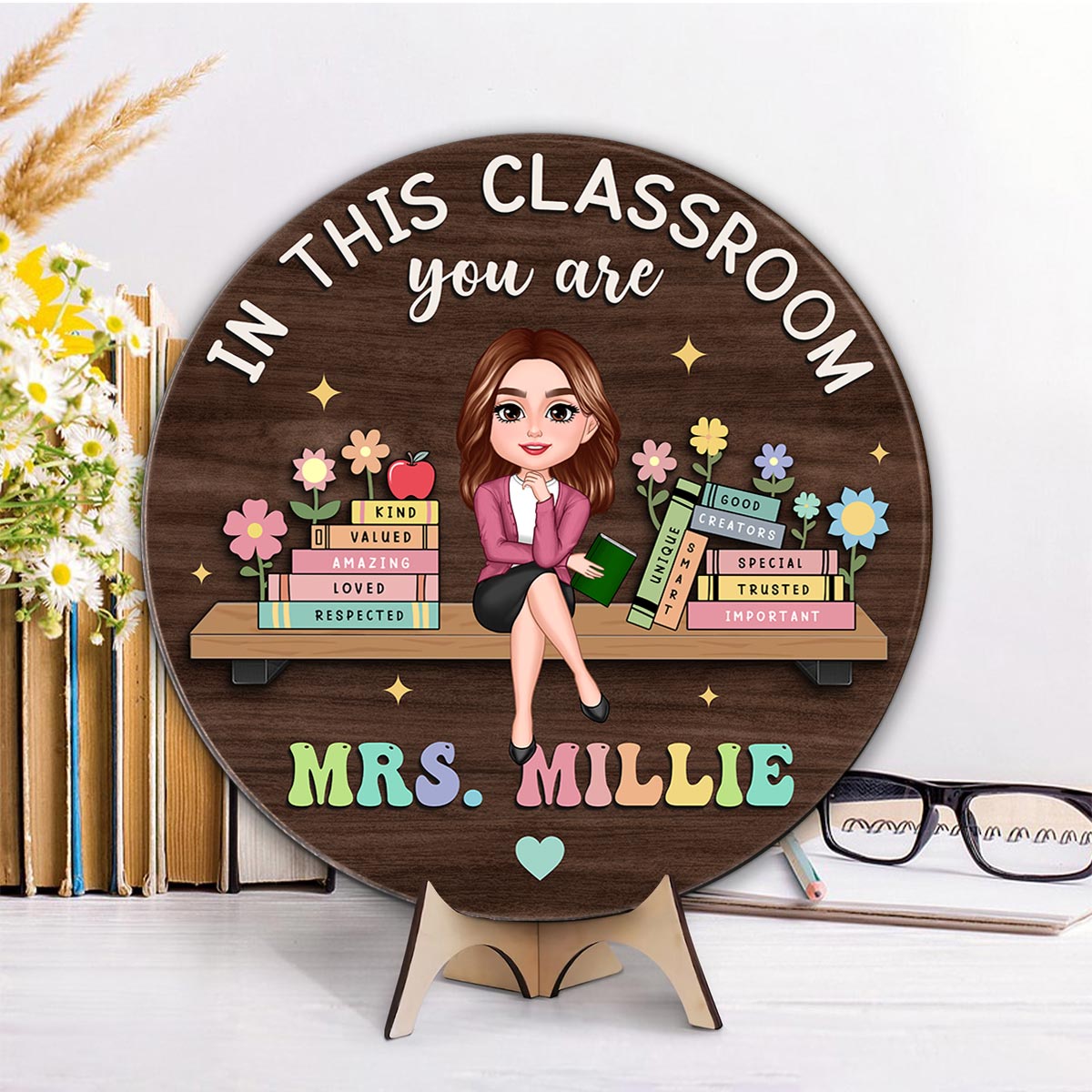 Custom Teacher 3D Personalized Door Hanger, In this Classroom You Are, Cute Teacher Door Sign, Back to School Gift