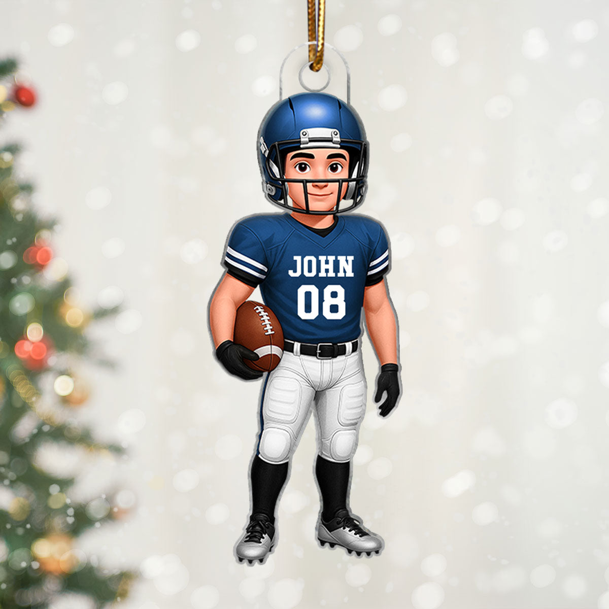 Football Boy 3D Effect - Personalized Acrylic Ornament - Christmas Gift For Teen Boy, Son, Grandson