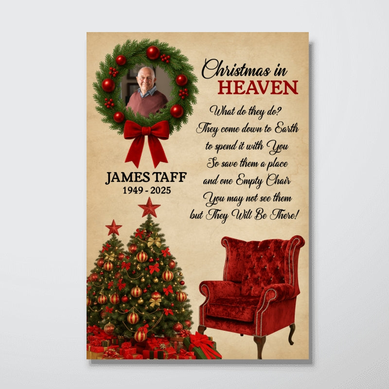 Christmas In Heaven Upload Photo Family Memorial - Personalized Poster