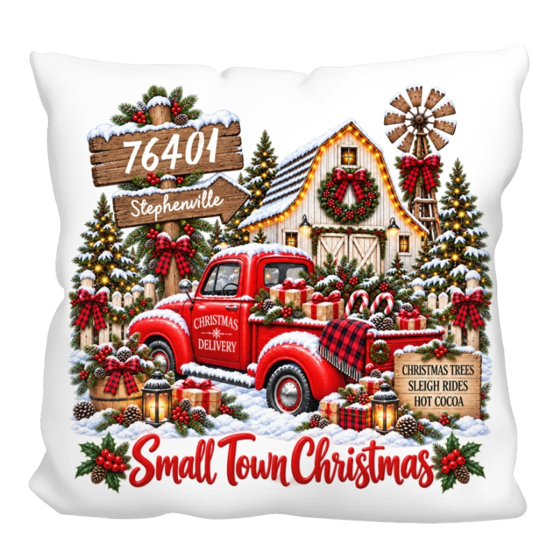 Custom Zip Code Small Town Christmas - Personalized Pillow - Trendy Christmas Holiday Tee, Town Pride