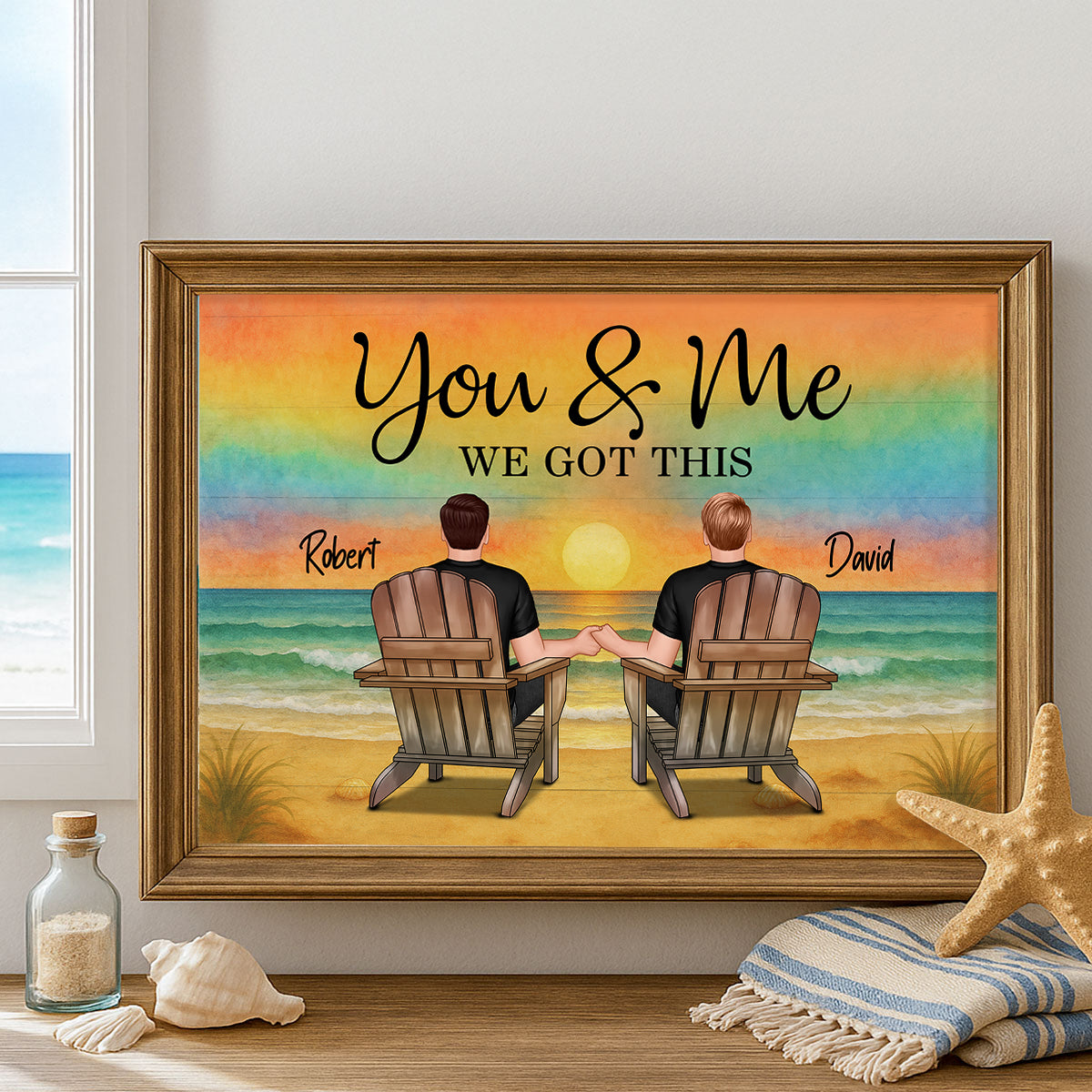 LGBT Couple Beach Landscape Pride Month Personalized Poster