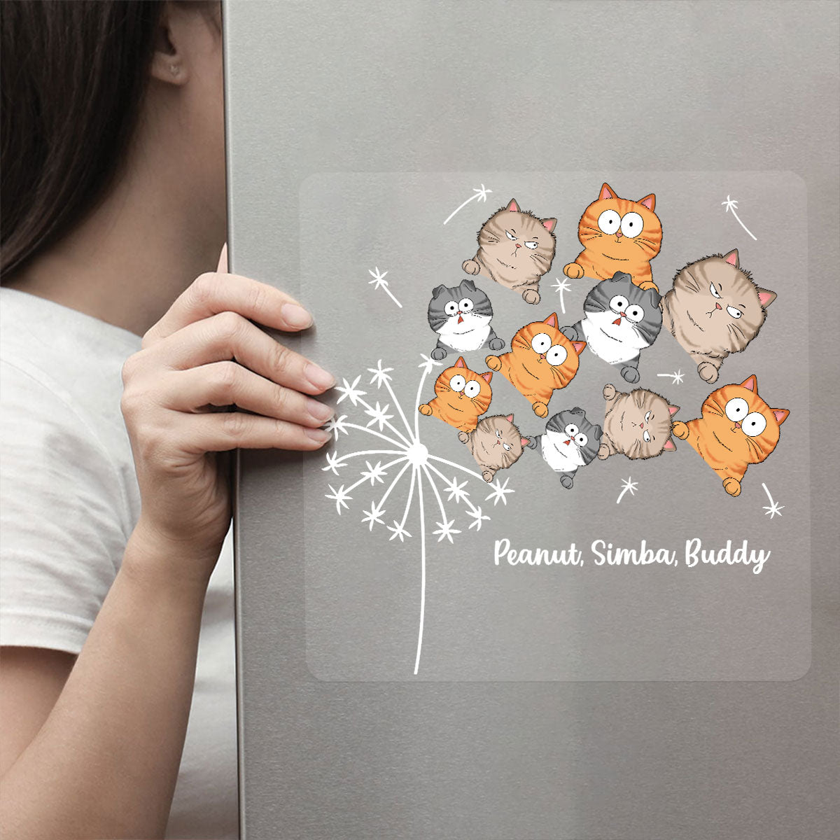 Dandelion Funny Cat Decor On Car Fridge Window Personalized Decal, Gift For Cat Lover