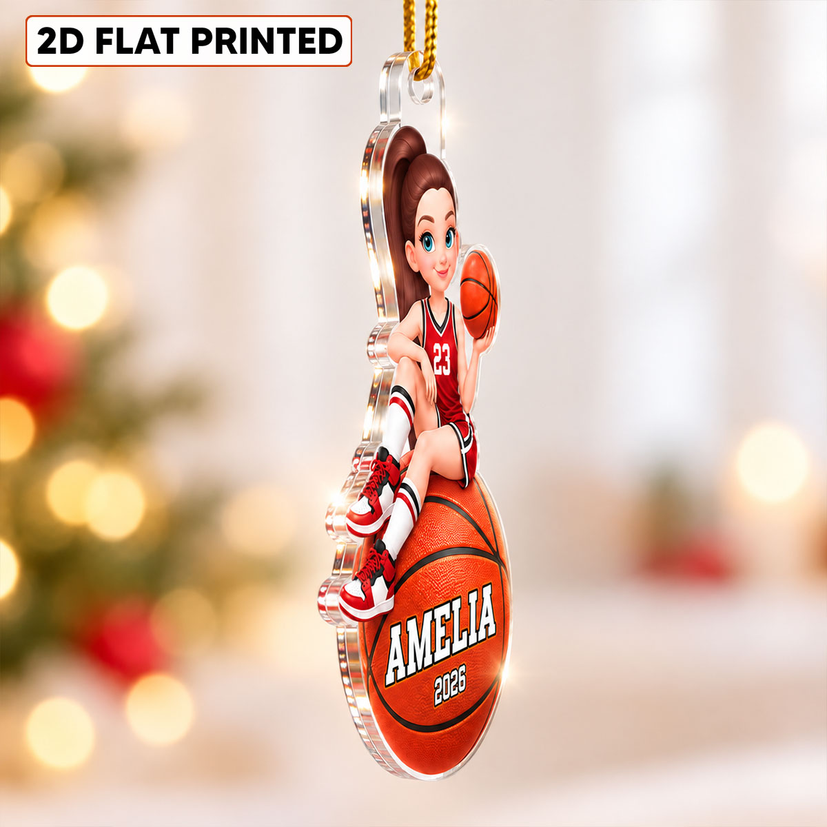 Proud Basketball Player Slay Girl - Personalized Acrylic Ornament - Christmas Gift For Basketball Players, Granddaughter, Daughter