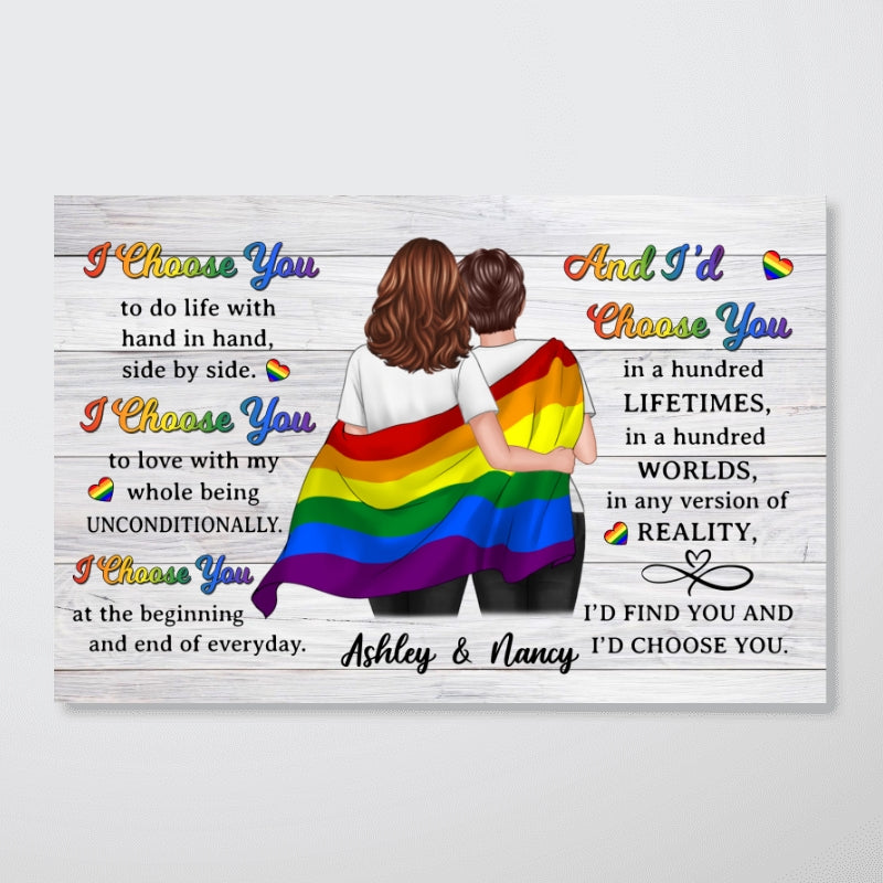 Pride Month LGBTQ+ Couple I Choose You Personalized Poster, Gift For Couple