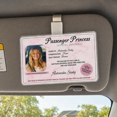 Passenger Princess Custom Photo - Personalized Car Visor - Car Accessories Owner Gift for Couple, Boyfriend, Girlfriend, Husband, Wife